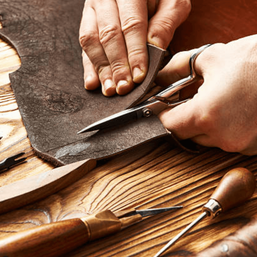 Close-up of hand stitching on XFlip leather seam